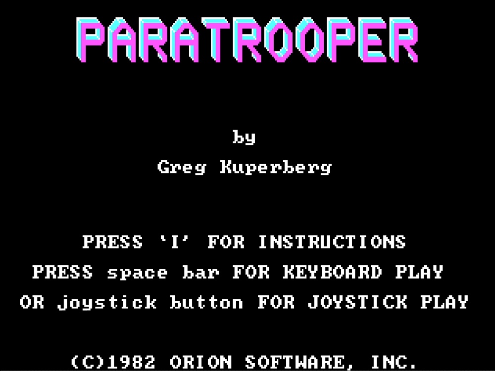Title Screen of Paratrooper for DOS